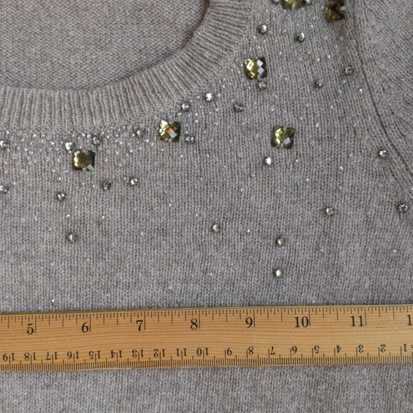 LOFT Rabbit Hair Rhinestone bling festive holiday party sweater  Small - Picture 10 of 10